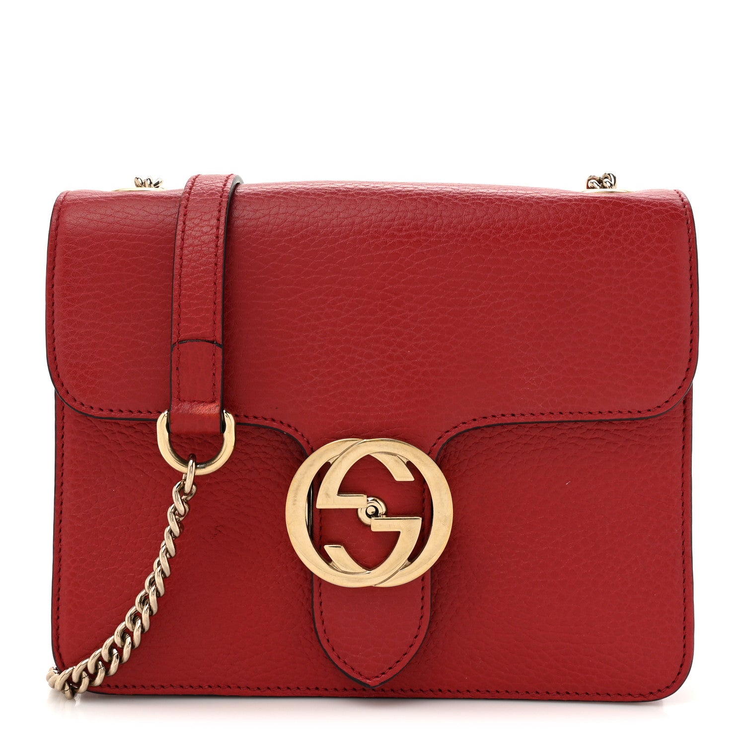 Gucci Dollar Calfskin Small Interlocking G Shoulder Bag Red 1 of 16