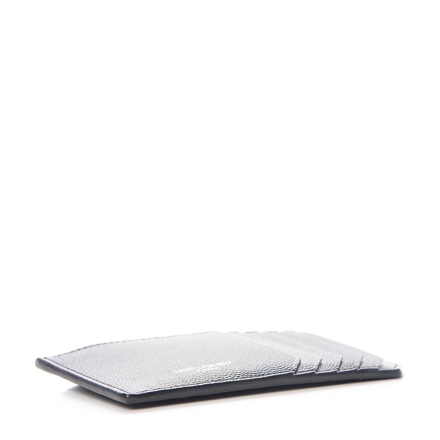 Grained Calfskin 5 Fragments Zip Pouch Card Holder Black
