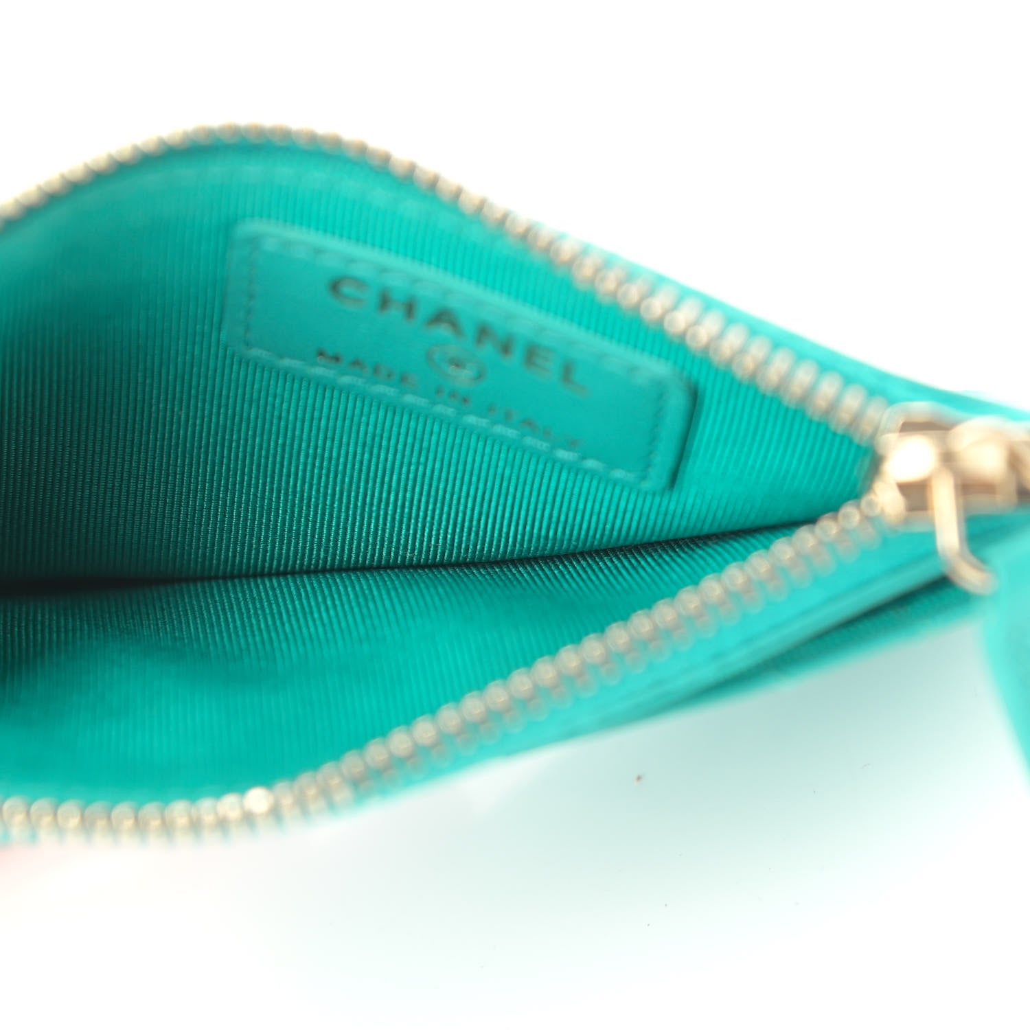 Chanel Lambskin Quilted Zip Card Holder Turquoise 5 of 10
