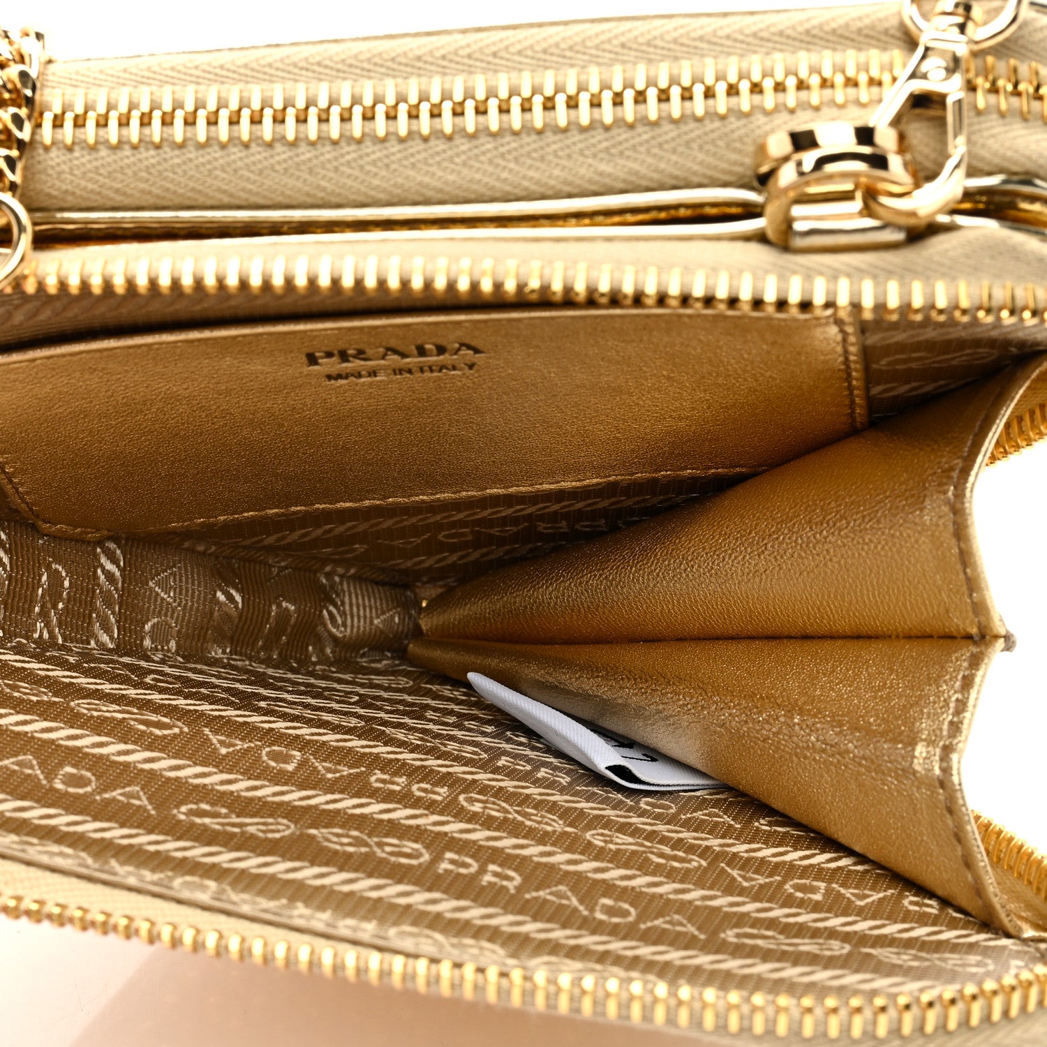 PRADA ゴールド クラッチバッグ Prada Satin Crystal Mini Triangle Crossbody Pouch Platino 1478680