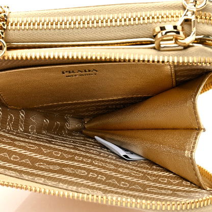 Prada Satin Crystal Mini Triangle Crossbody Pouch Platino 5 of 7