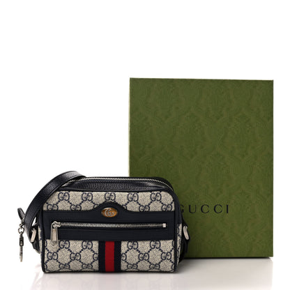 Gucci GG Supreme Monogram Textured Dollar Calfskin Web Mini Ophidia Shoulder Bag Beige Blue 8 of 8