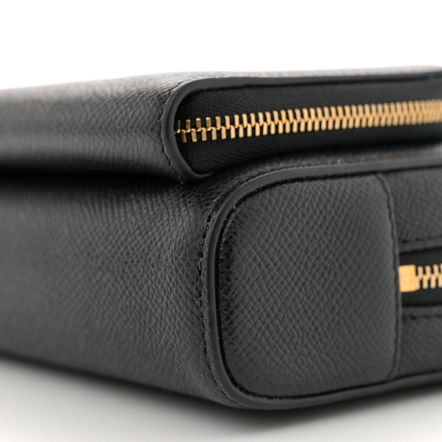 Grained Calfskin Caro Double Pouch Black