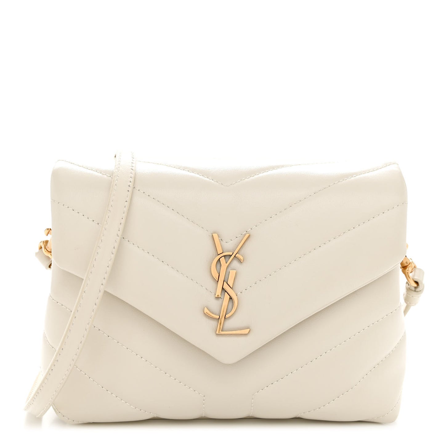 Calfskin Y Quilted Monogram Toy Loulou Crossbody Bag Blanc Vintage