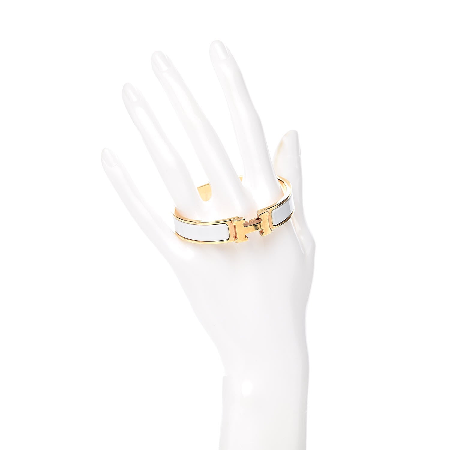 Hermes Enamel Narrow Clic Clac H Bracelet GM White 2 of 4
