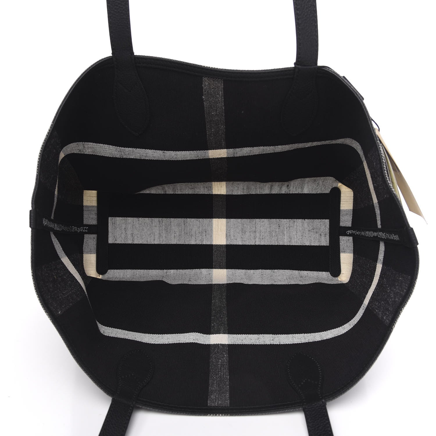 Burberry Coated Canvas Mega Check Medium Doodle Tote Black White 7 of 9