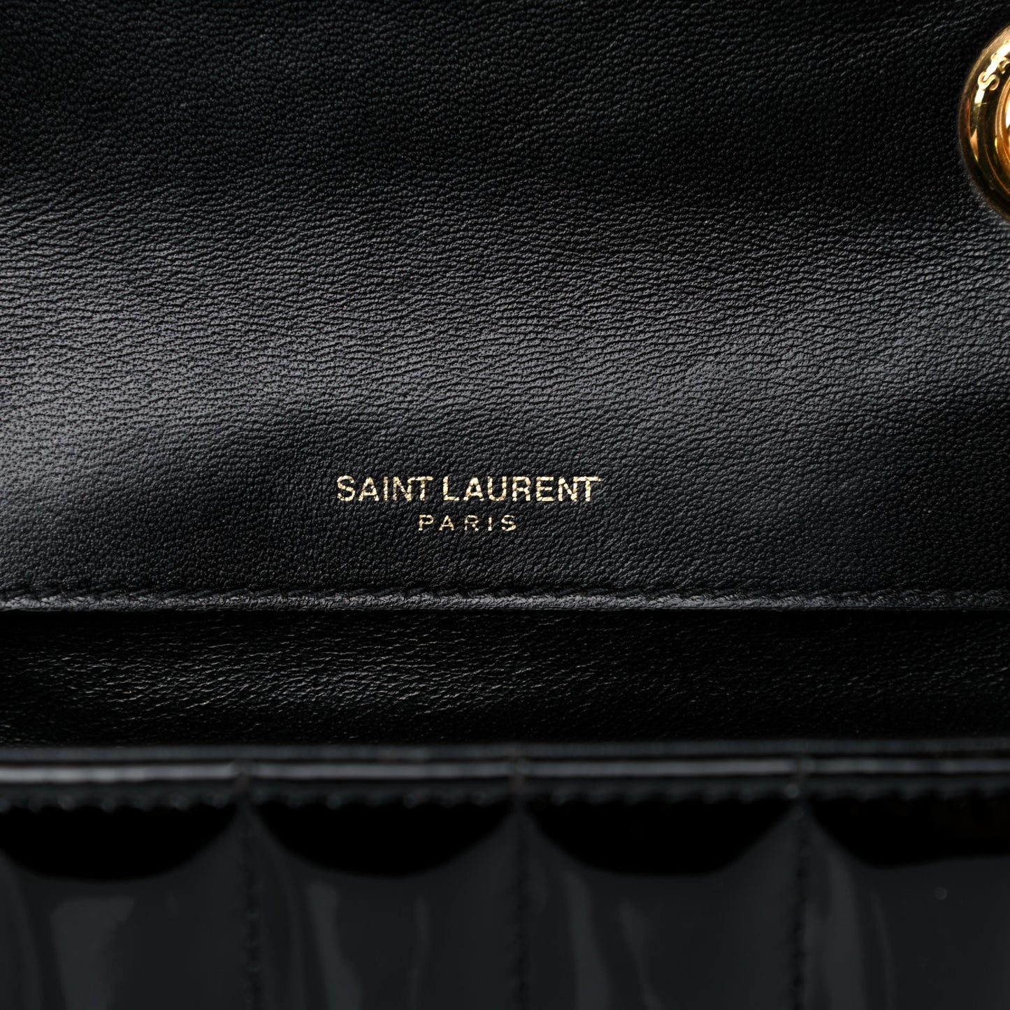 Patent Calfskin Matelasse Monogram Small Vicky Chain Bag Black