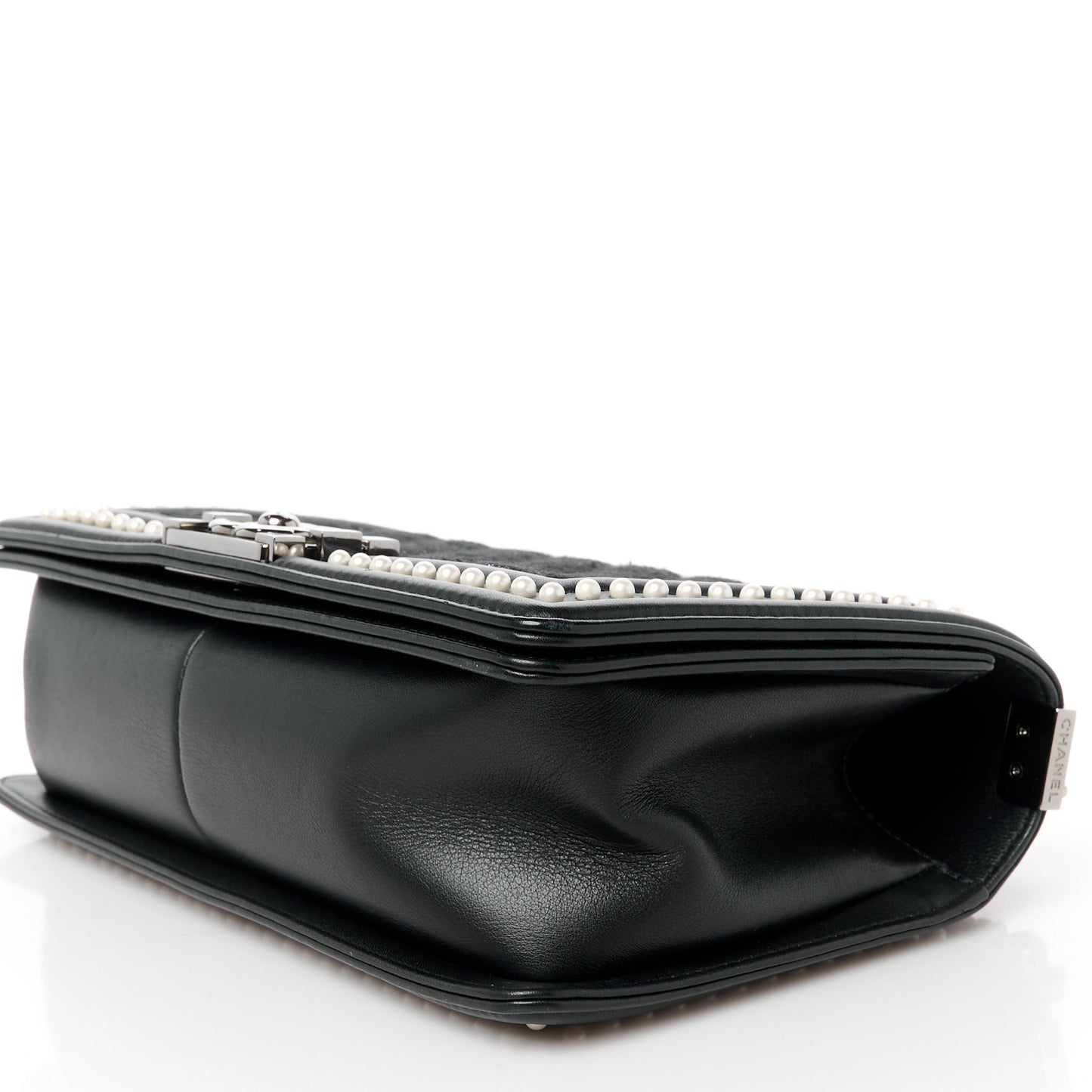 Calfskin Pearl Tweed Medium Boy Flap Black