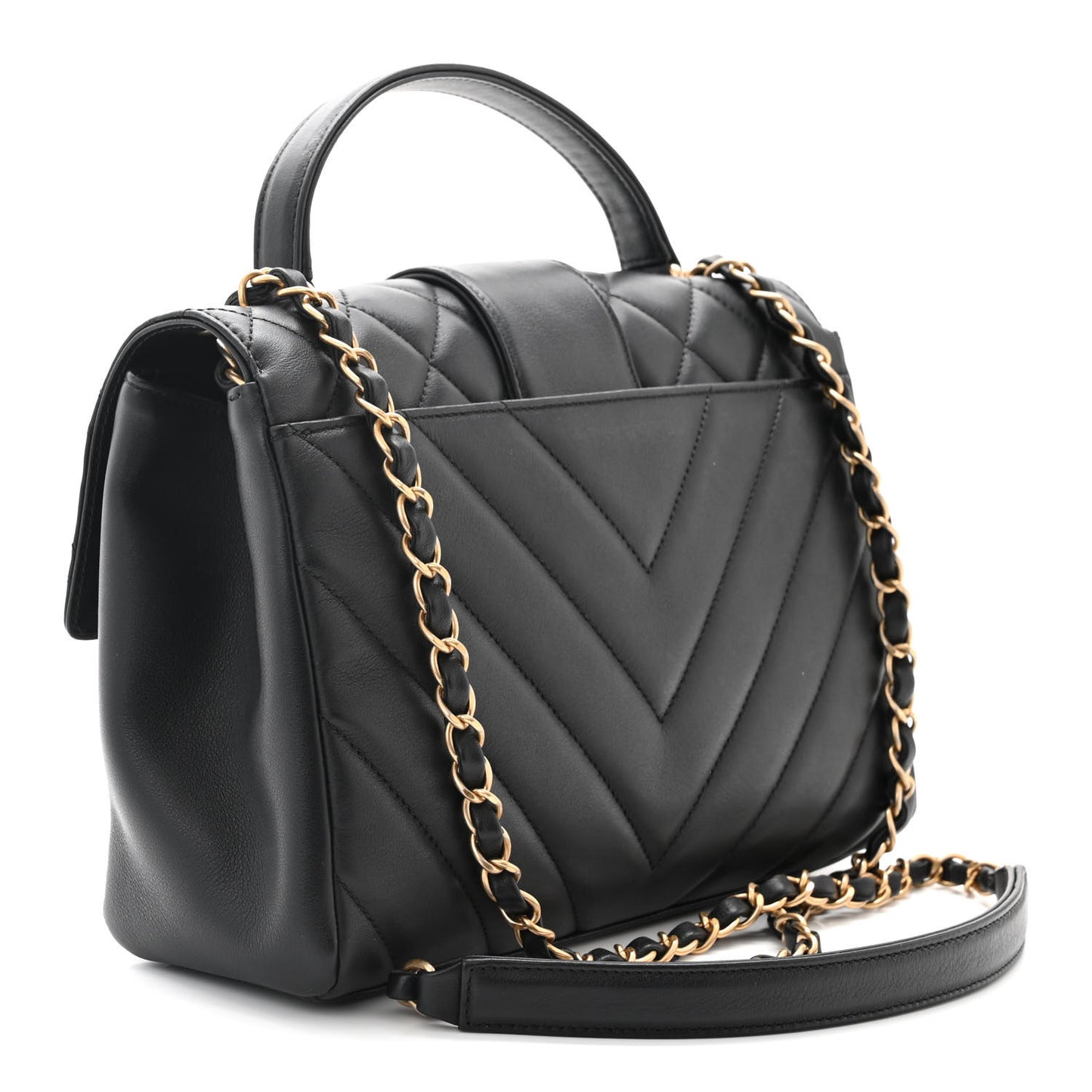 Calfskin Quilted Chevron In The City Bag Black