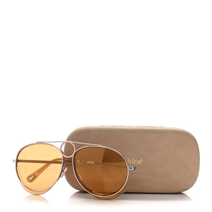 Chloe Metal Mirrored Romie Aviator Sunglasses CE144S Silver Copper 7 of 7