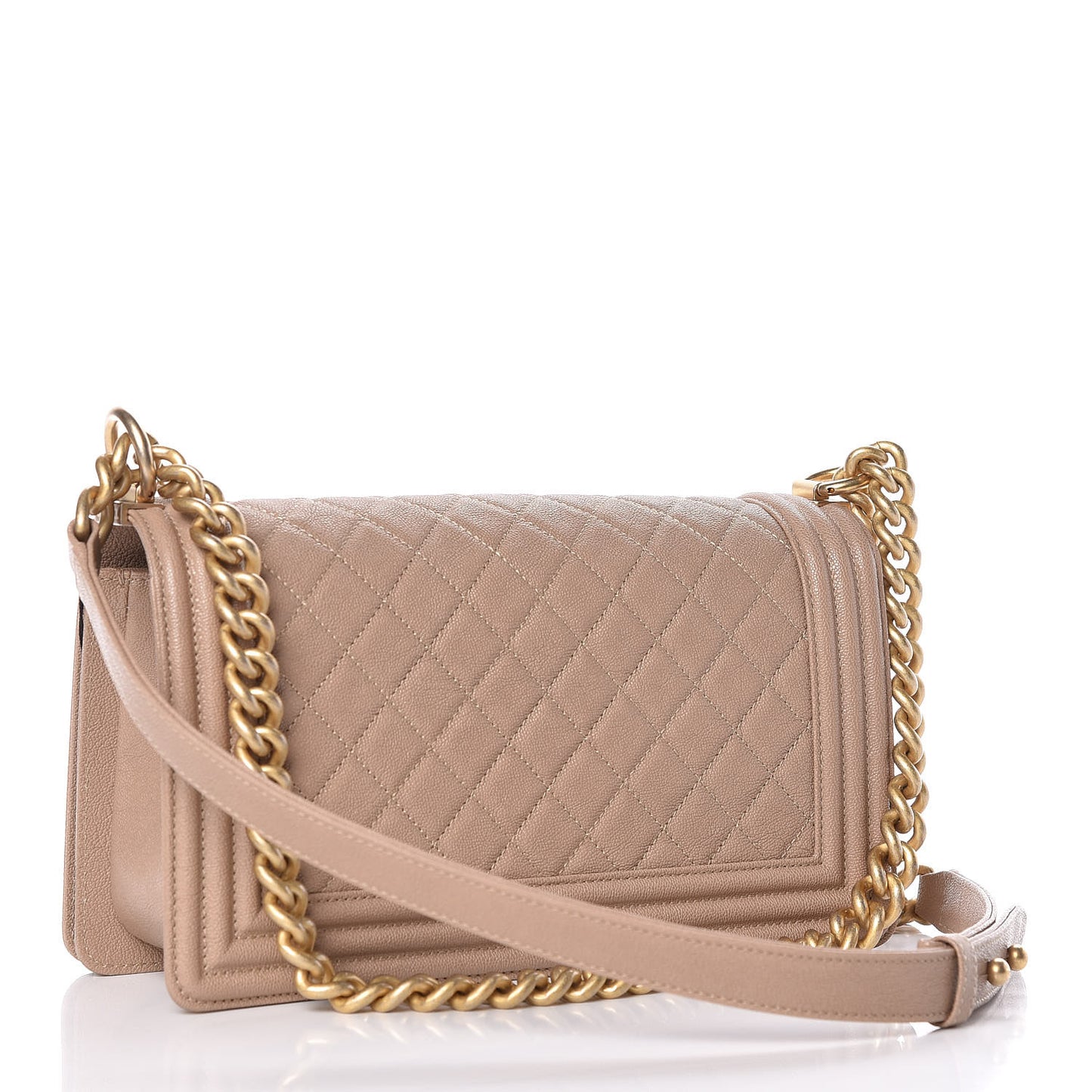Caviar Quilted Medium Boy Flap Dark Beige