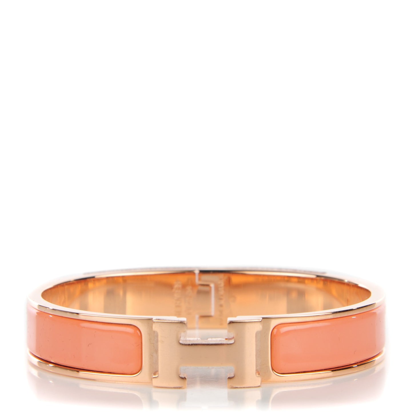 Enamel Narrow Clic Clac H Bracelet GM Rose Saumon