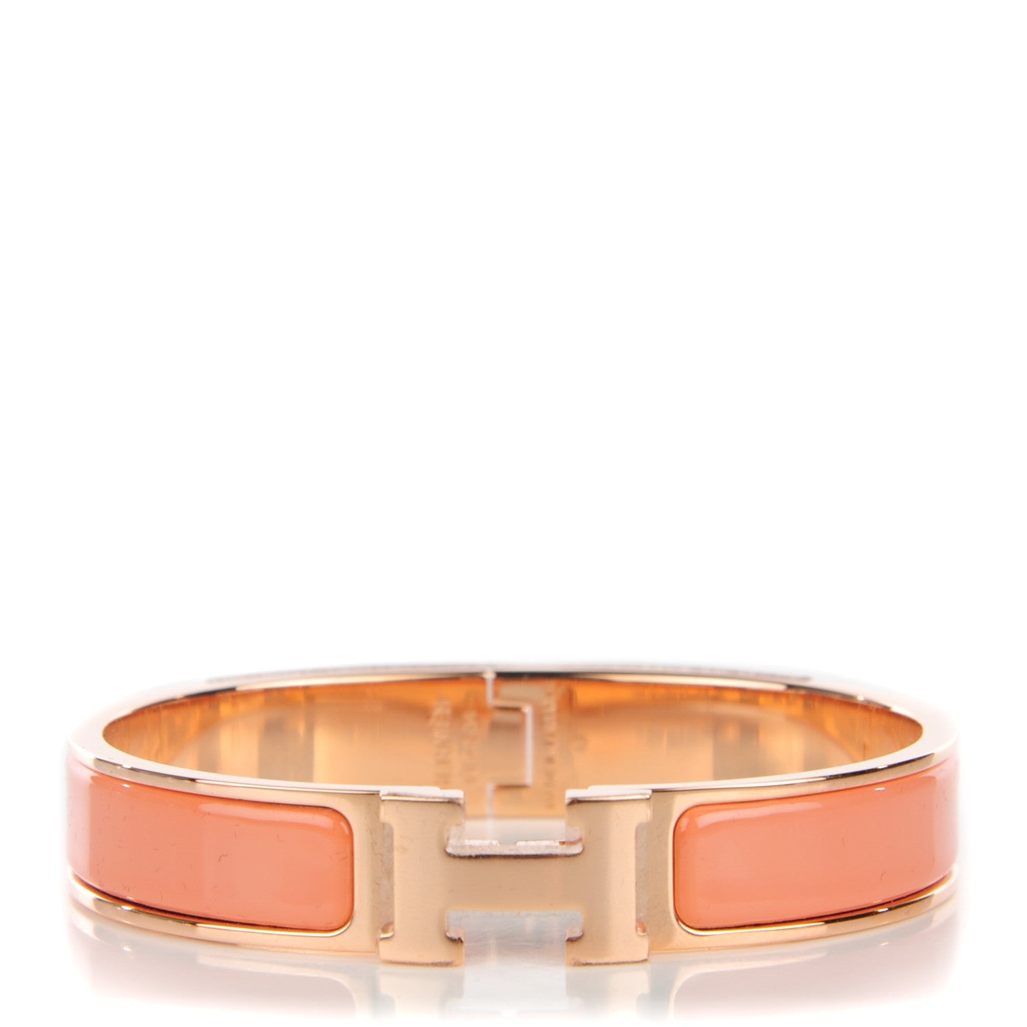 Hermes Enamel Narrow Clic Clac H Bracelet GM Rose Saumon 1 of 14