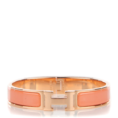 Hermes Enamel Narrow Clic Clac H Bracelet GM Rose Saumon 1 of 14