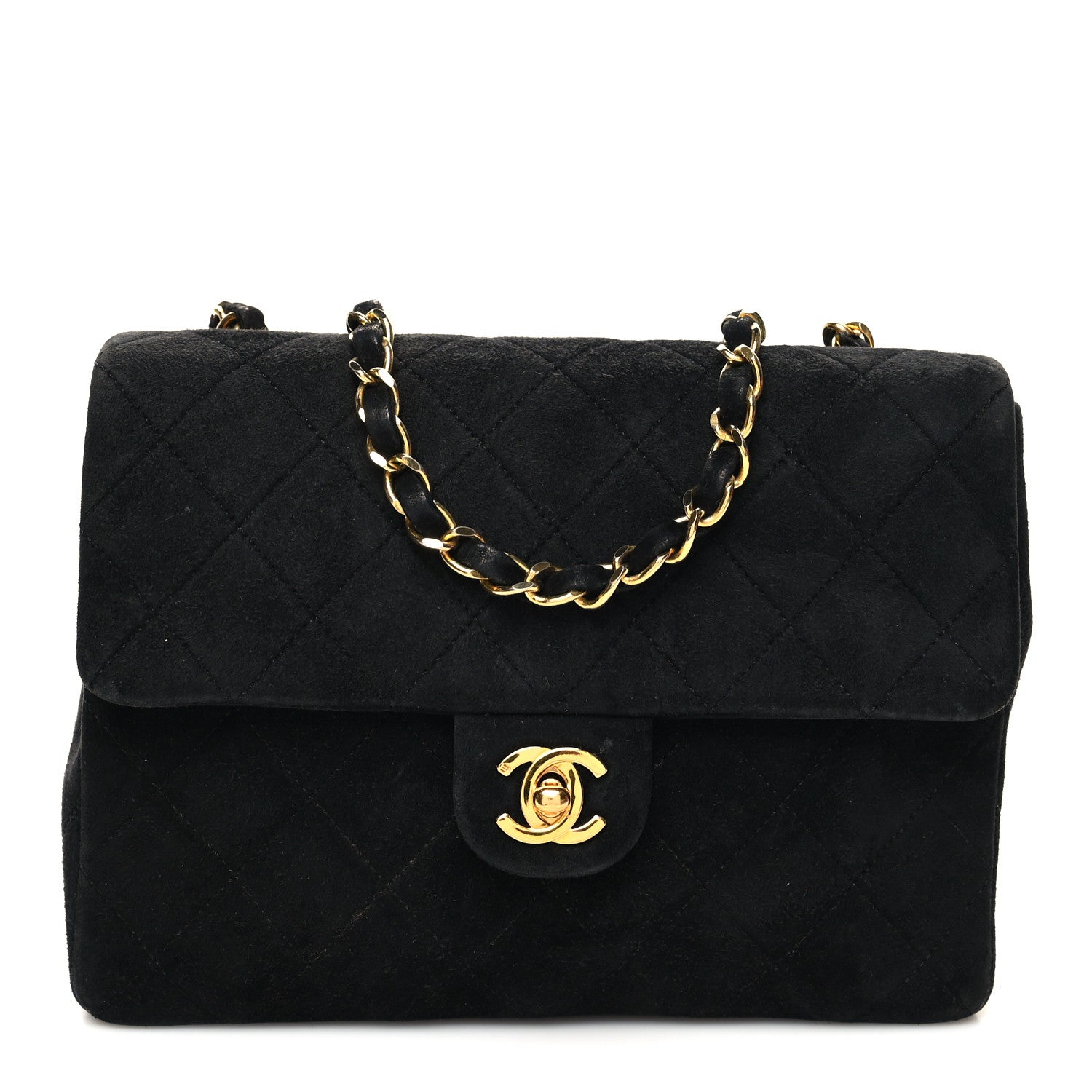 Chanel Suede Quilted Mini Square Flap Black 1 of 10