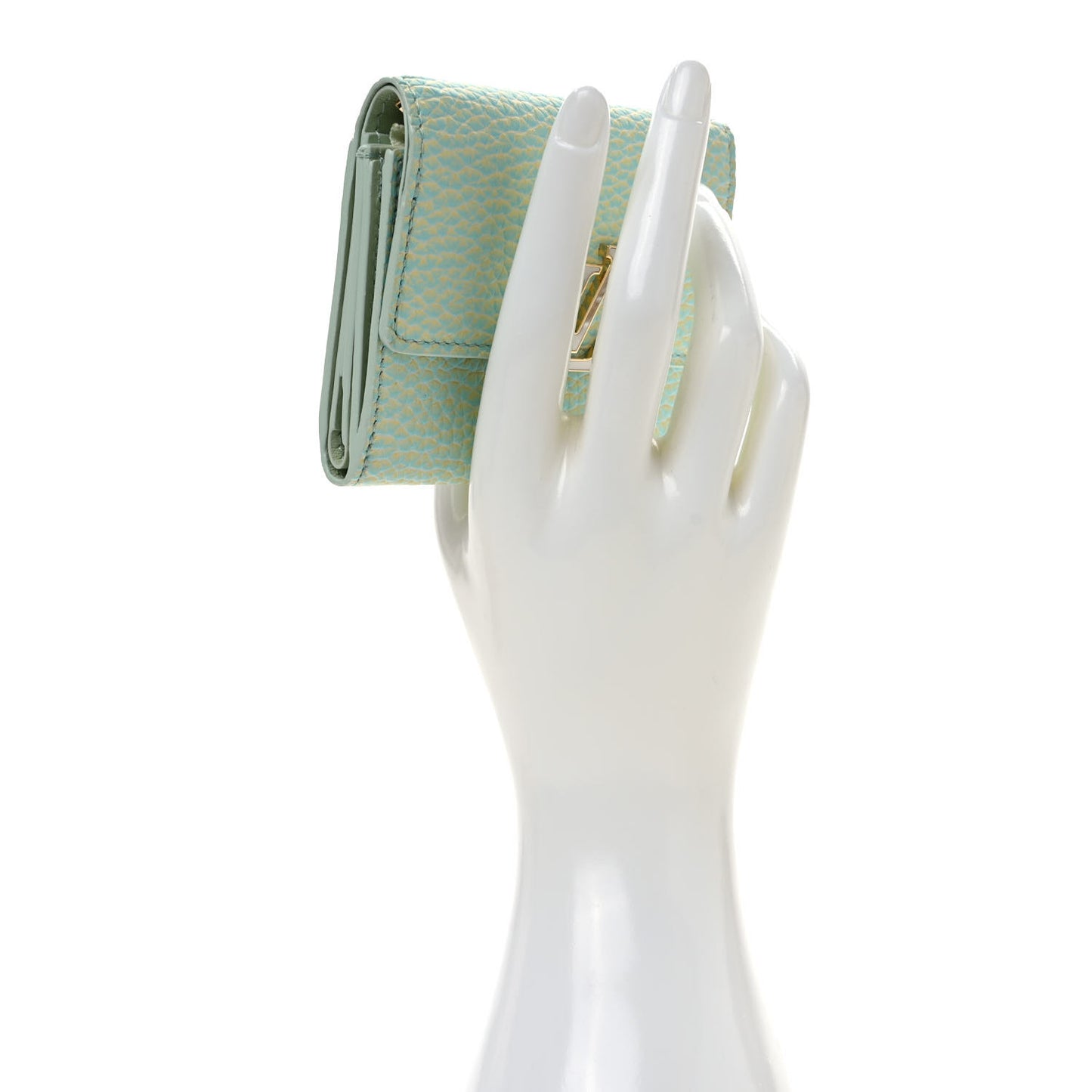 Taurillon Summer Stardust Capucines XS Wallet Vert D'Eau