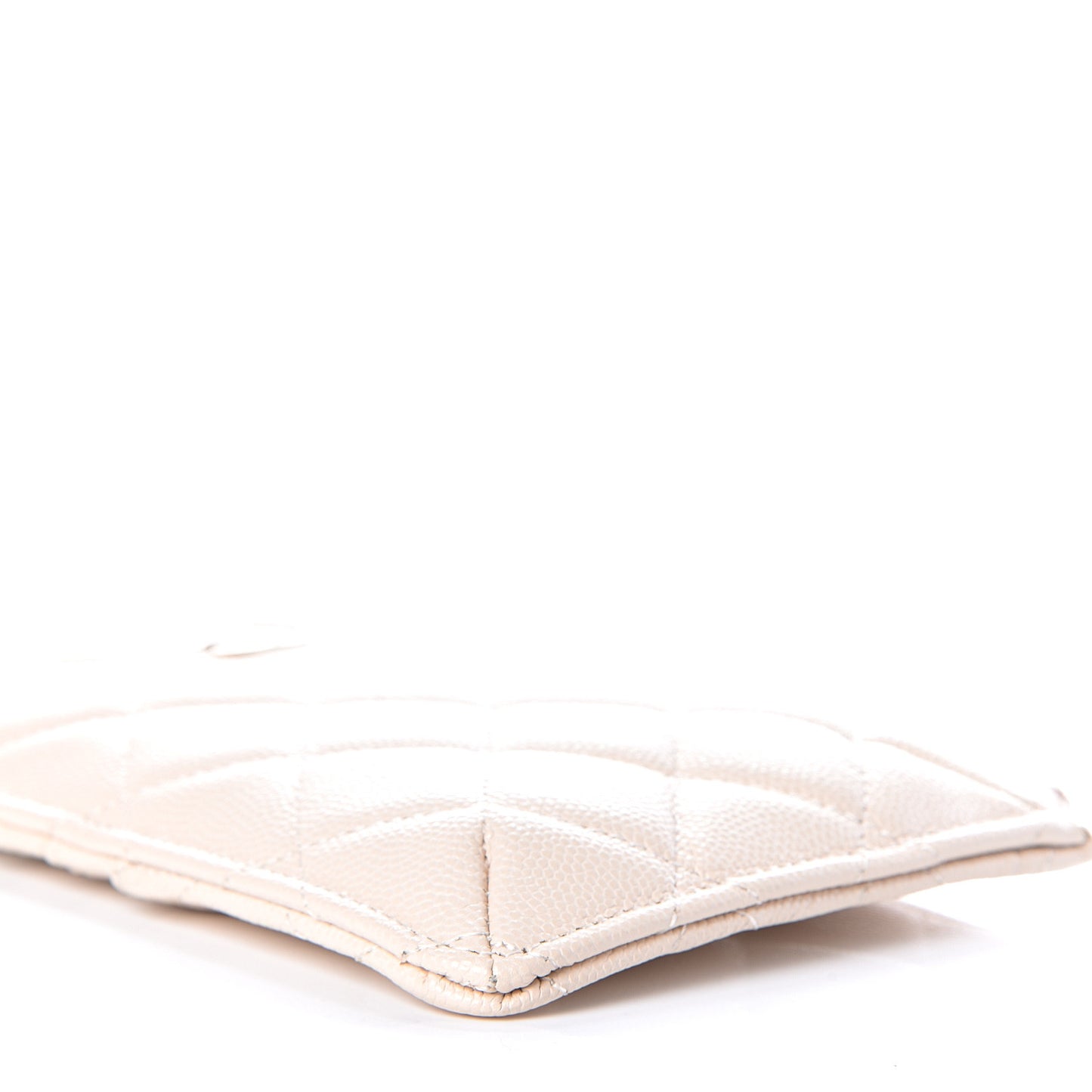 Caviar Quilted Classic Flat Wallet Pouch Light Beige