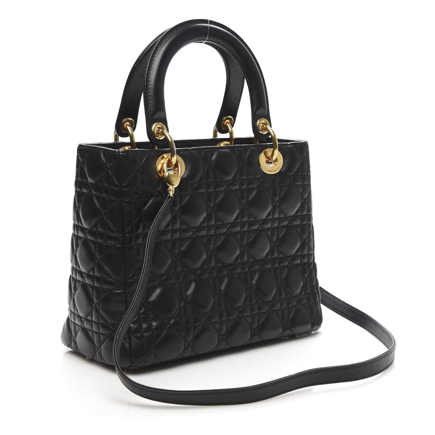 Christian Dior Lambskin Cannage Medium Lady Dior Black 3 of 9