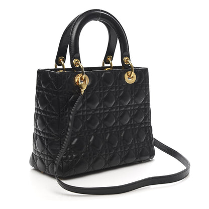 Christian Dior Lambskin Cannage Medium Lady Dior Black 3 of 9