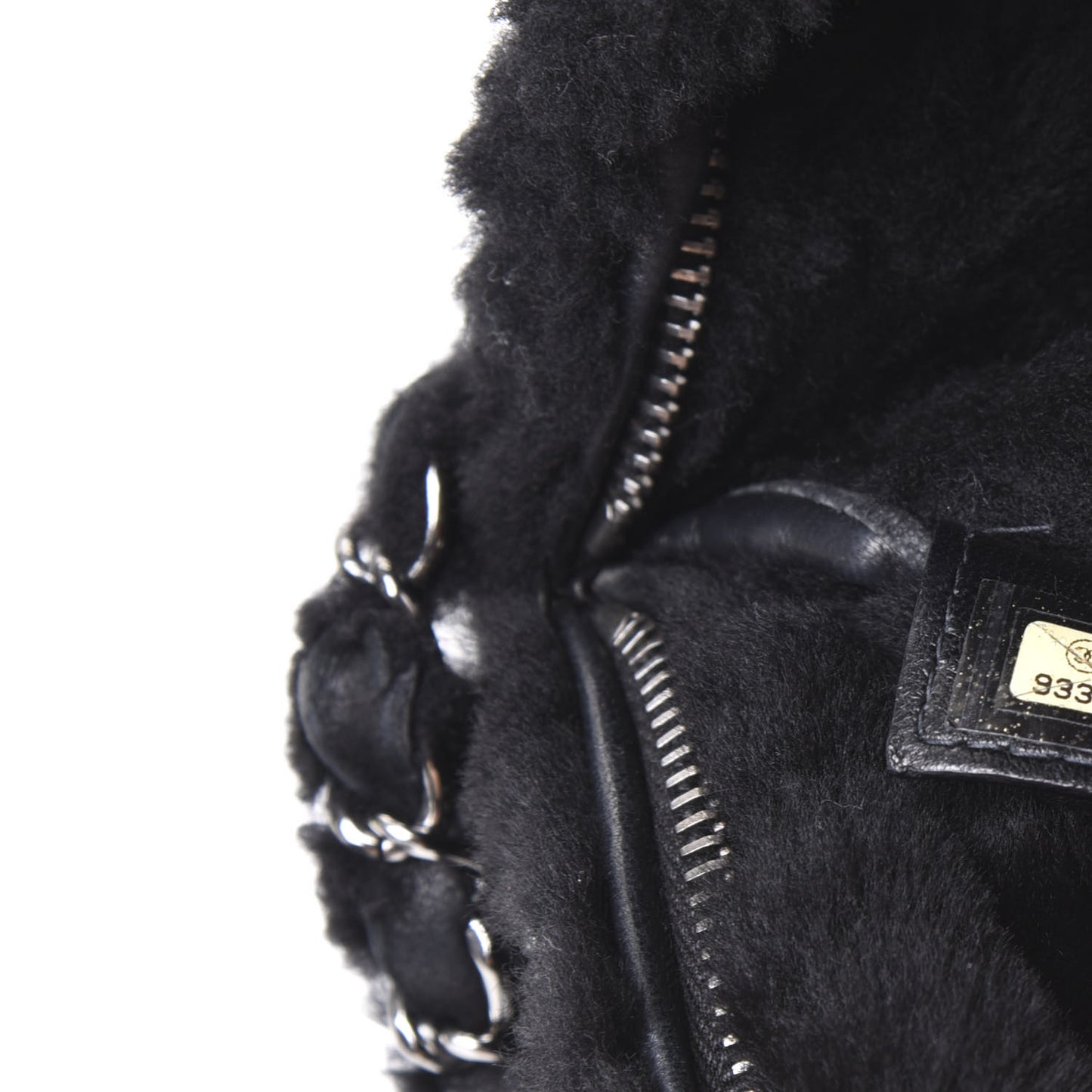 Shearling Suede Lambskin Stitched Hobo Black