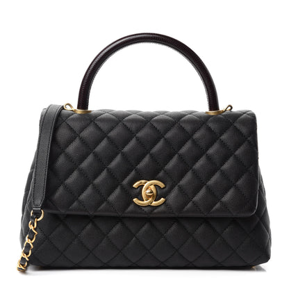Chanel Caviar Lizard Embossed Quilted Small Coco Handle Flap Black 1 of 11