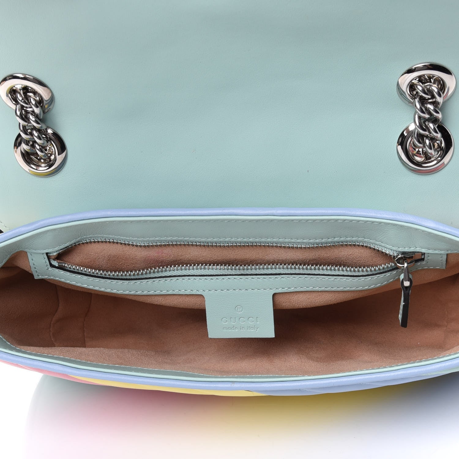 Gucci Calfskin Matelasse Diagonal Small GG Marmont Shoulder Bag Multicolor Pastel 4 of 4