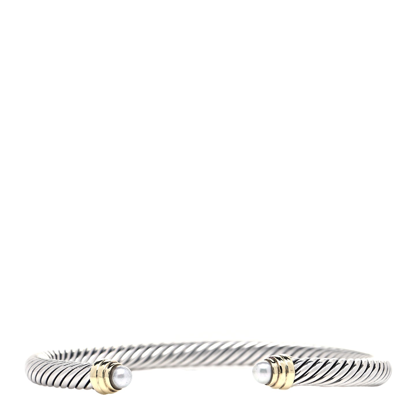 Sterling Silver 14K Yellow Gold Pearl 5mm Cable Classics Petite Color Bracelet