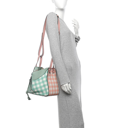 Loewe Calfskin Gingham Small Hammock Shoulder Bag Pink Green 2 of 12