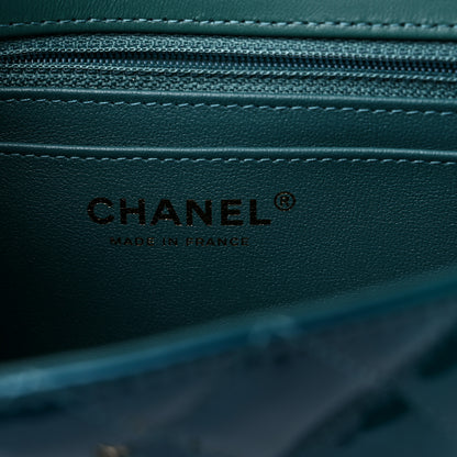 Chanel Shaded Patent Calfskin Quilted Mini Rectangular Flap Green Blue 6 of 11