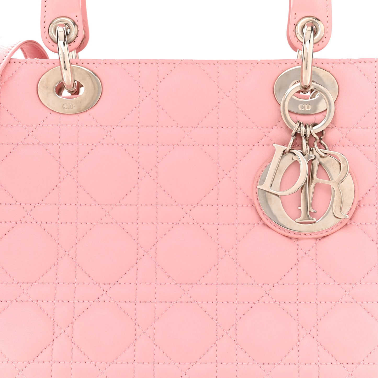 CHRISTIAN DIOR Lambskin Cannage Medium Lady Dior Pink