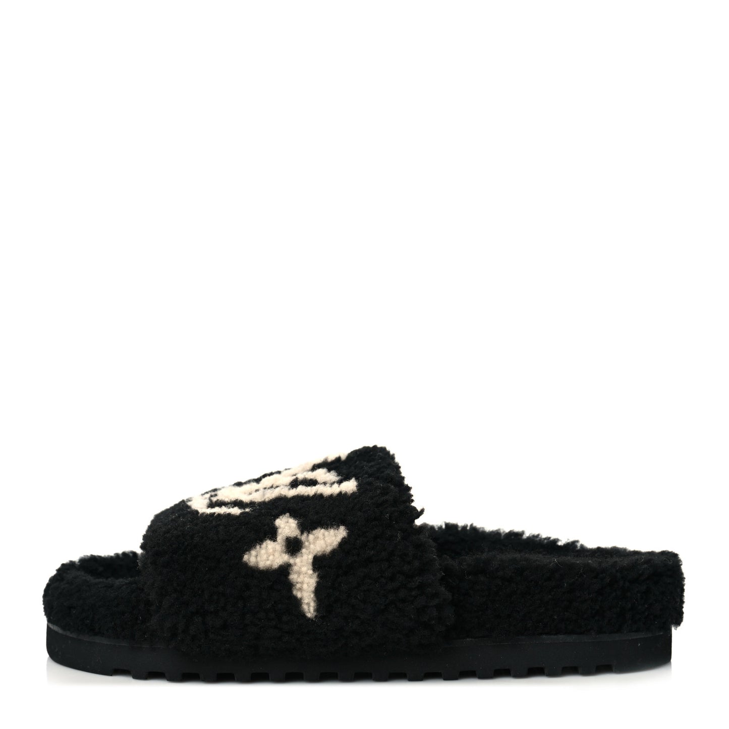 Shearling Monogram Giant Paseo Flat Comfort Mule 38 Black