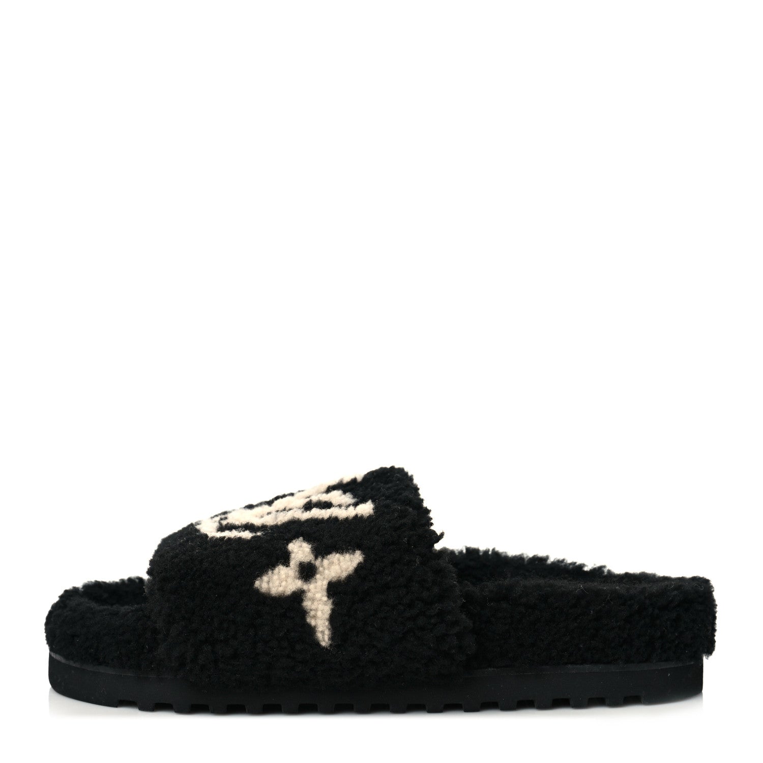 Louis Vuitton Shearling Monogram Giant Paseo Flat Comfort Mule 38 Black 1 of 8
