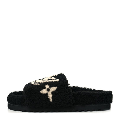 Louis Vuitton Shearling Monogram Giant Paseo Flat Comfort Mule 38 Black 1 of 8