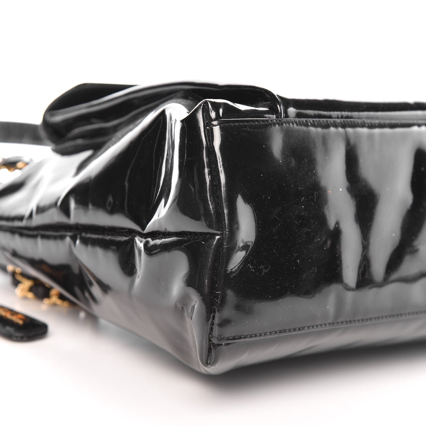 Patent CC Shoulder Bag Black