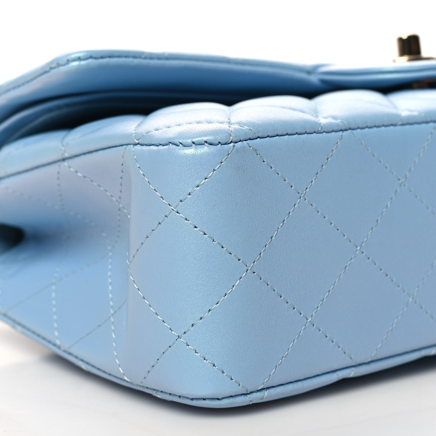 Chanel Iridescent Lambskin Quilted Medium Double Flap Light Blue 9 of 10