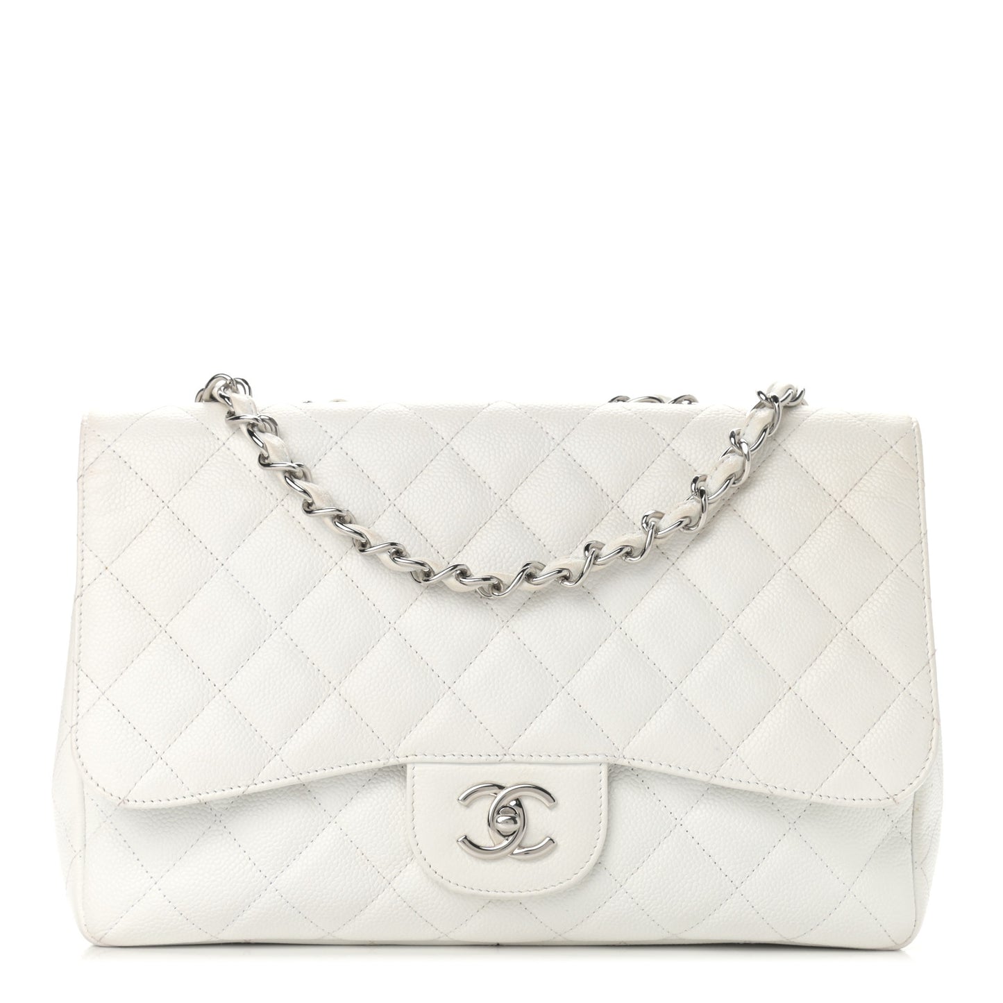 Caviar Quilted Jumbo Single Flap White