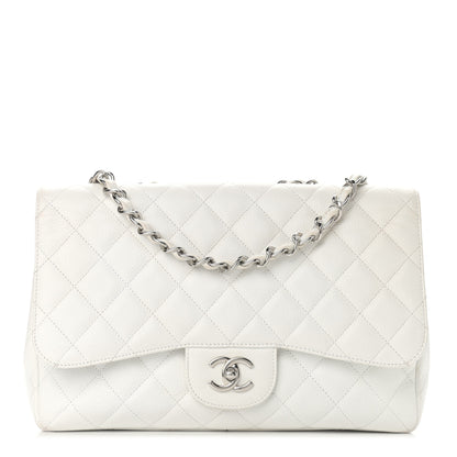 Chanel Caviar Quilted Jumbo Single Flap White 1 of 11