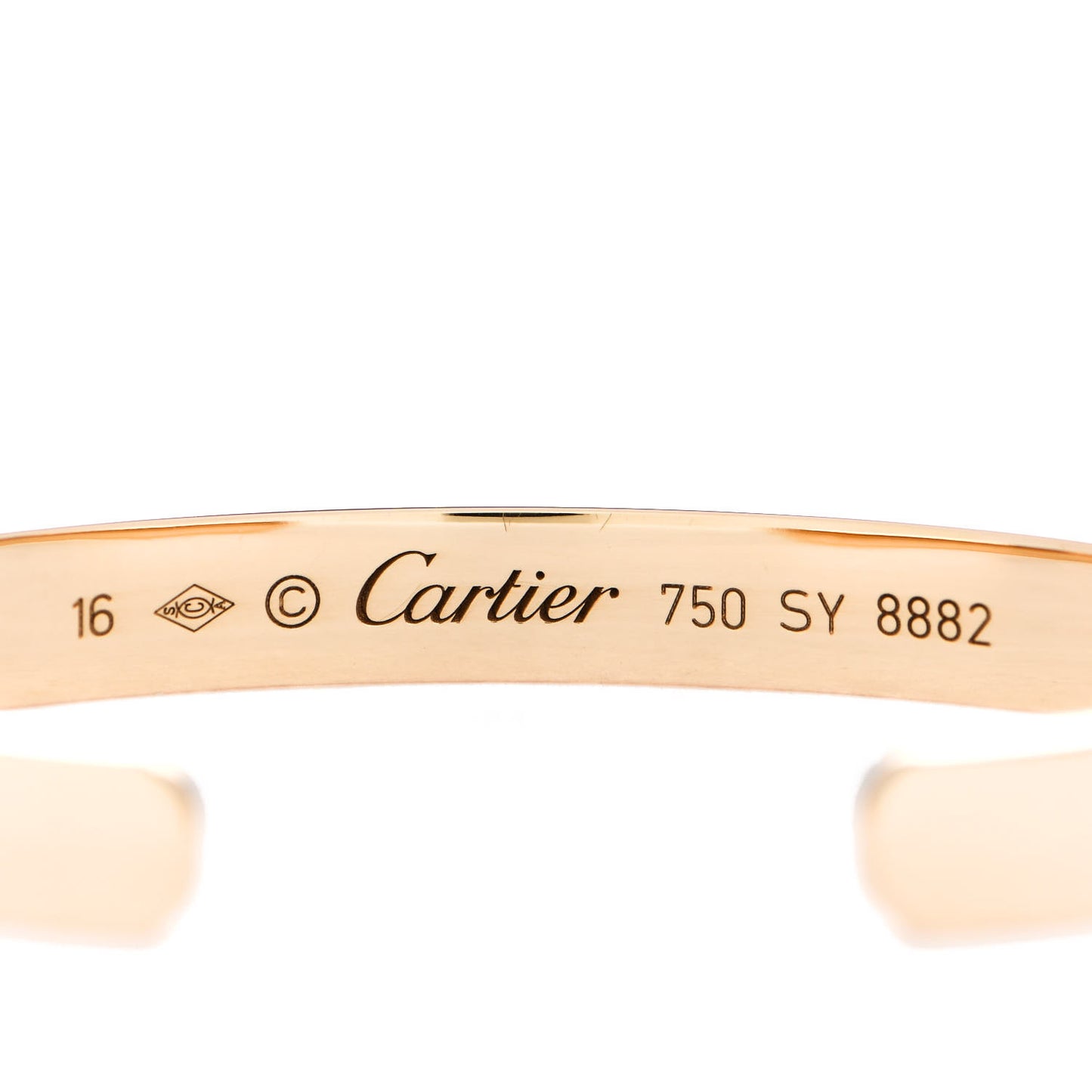 18K Yellow Gold LOVE Cuff Bracelet 16