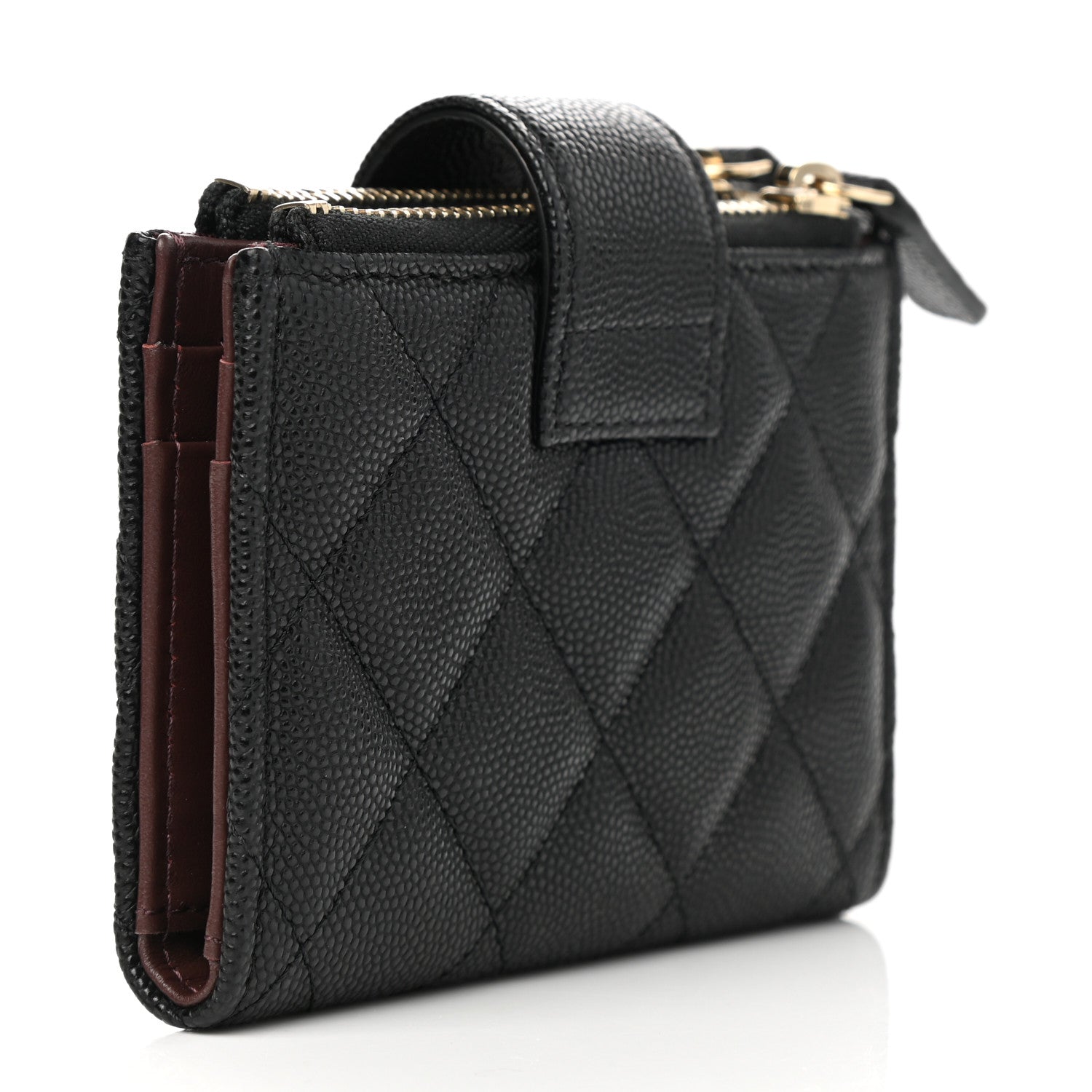 Chanel Caviar Quilted Compact Zipped Pocket Wallet Black 3 of 9