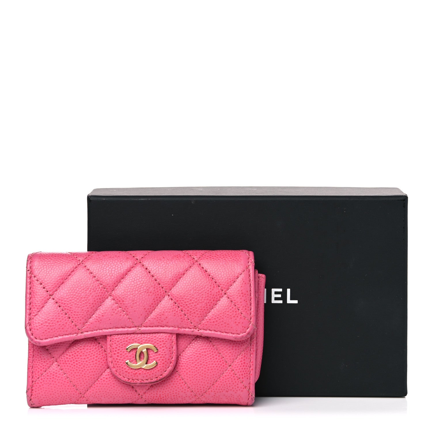 Chanel Caviar Quilted Card Flap Holder Pink 17 of 17