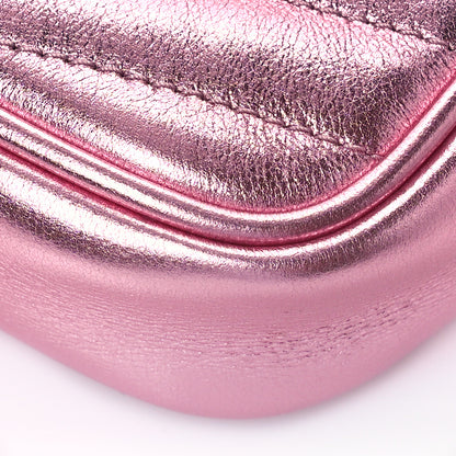 Saint Laurent Metallic Calfskin Matelasse Chevron Monogram Baby Lou Camera Bag New Azalea 8 of 8