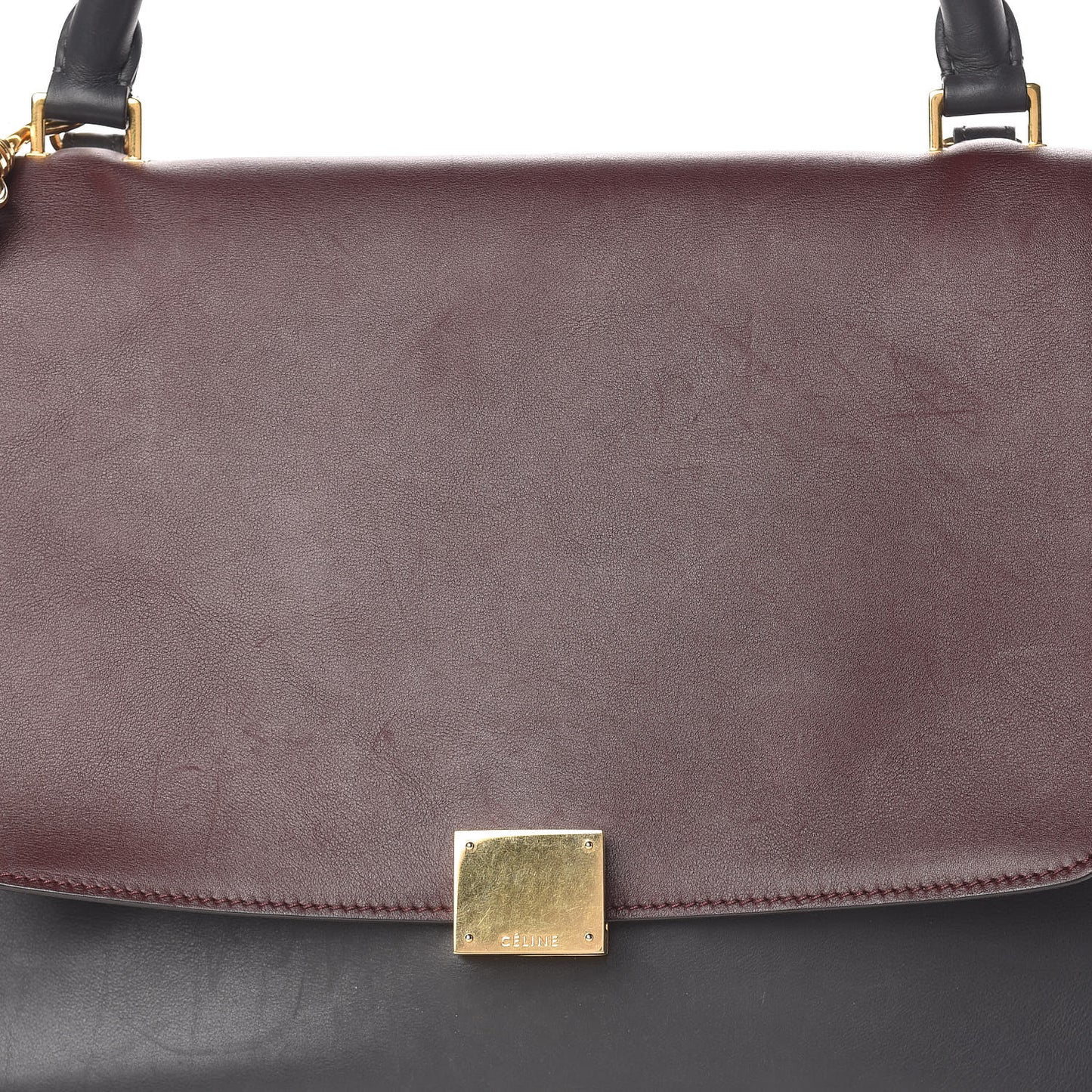 Smooth Calfskin Suede Medium Tri-Color Trapeze Burgundy