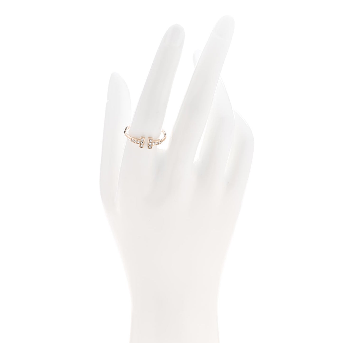18K Rose Gold Diamond T Wire Ring 58 8.25