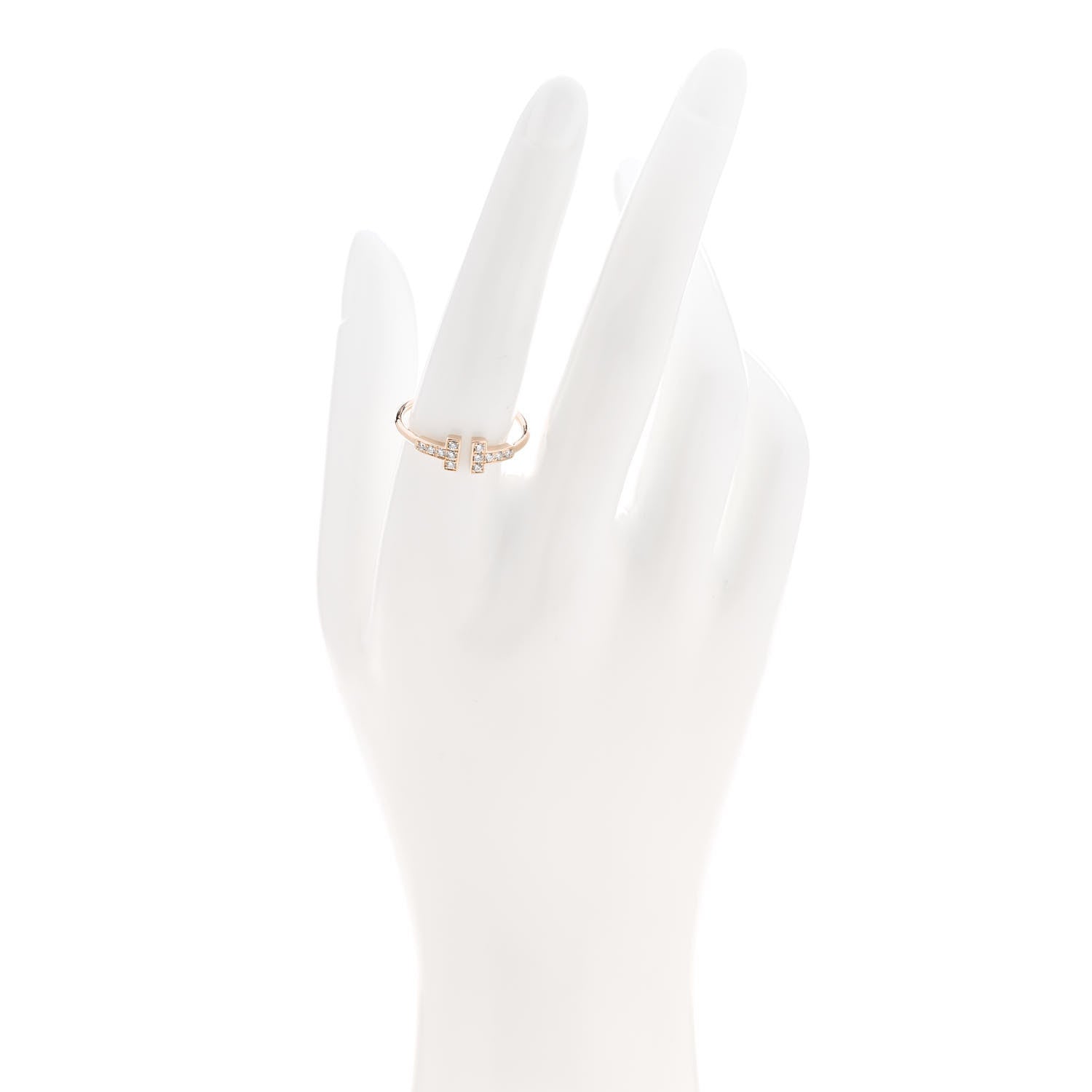 Tiffany 18K Rose Gold Diamond T Wire Ring 58 8.25 2 of 4