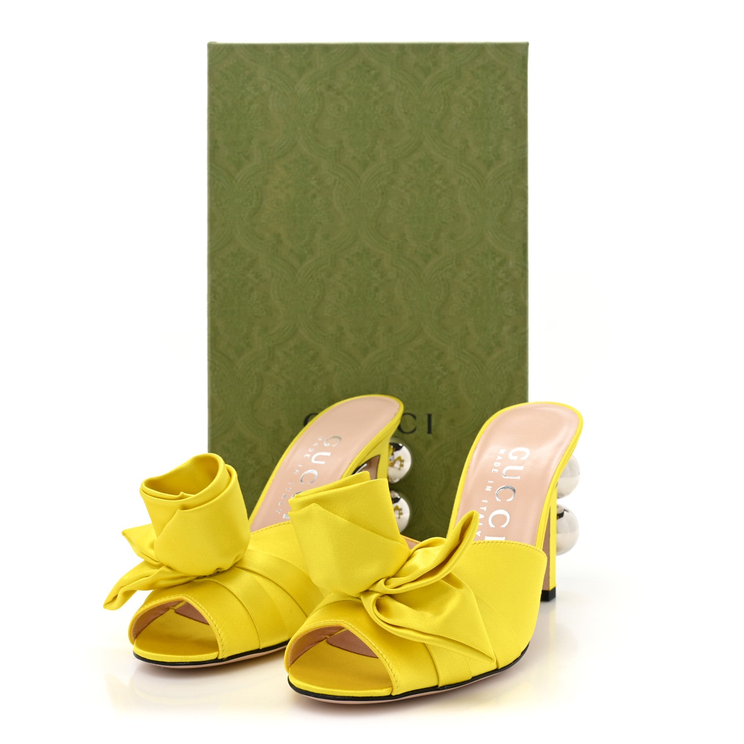 Gucci Satin Shawana Flower Sandals 38.5 Shine Yellow 14 of 14
