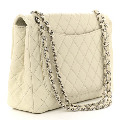Chanel Washed Caviar Quilted Maxi Single Flap White 3 of 13