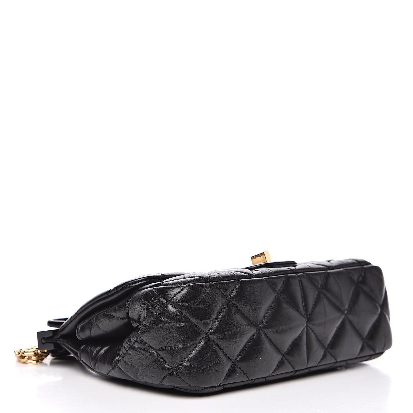 Aged Calfskin Quilted 2.55 Reissue Mini Hanger Flap Black