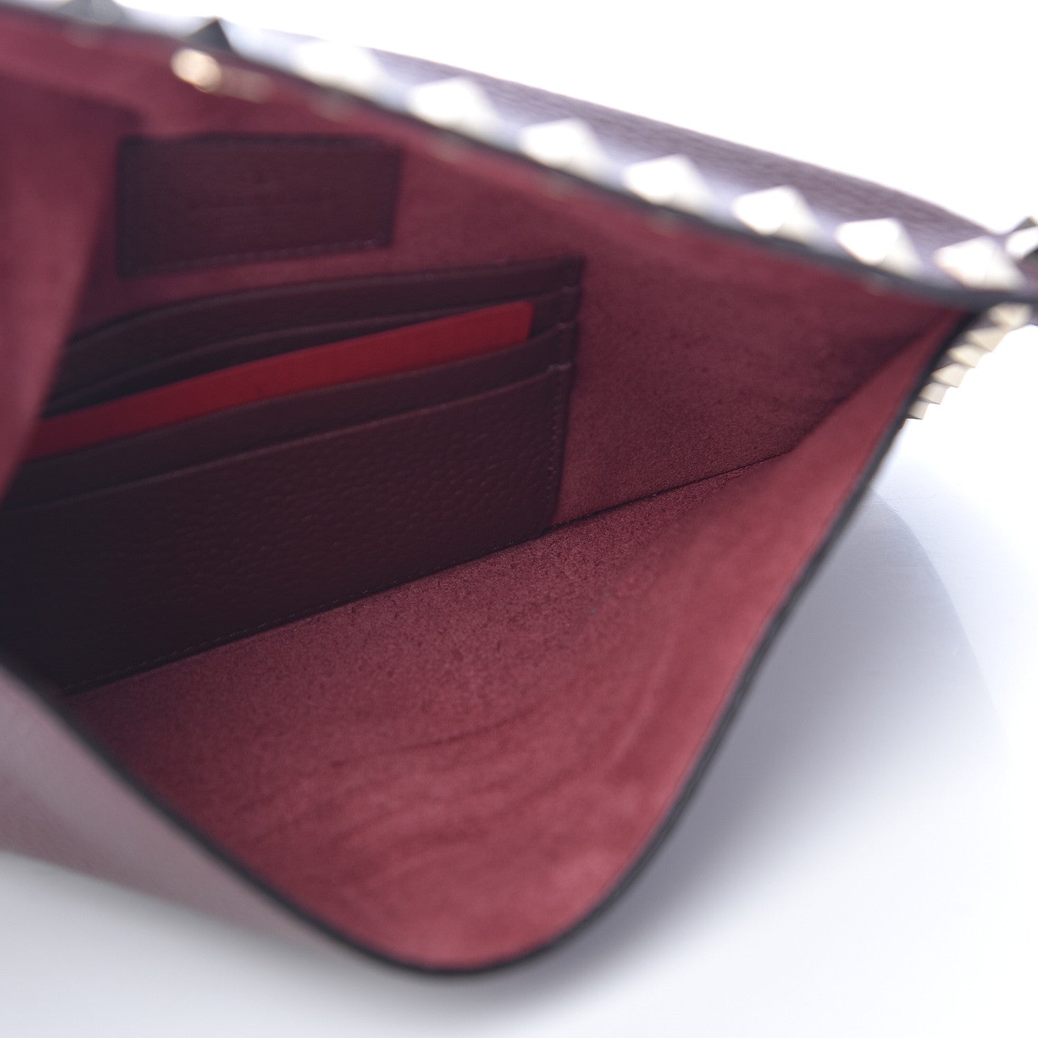 Valentino Garavani Pebbled Calfskin Medium Rockstud Envelope Flat Wristlet Pouch Rubin 5 of 10