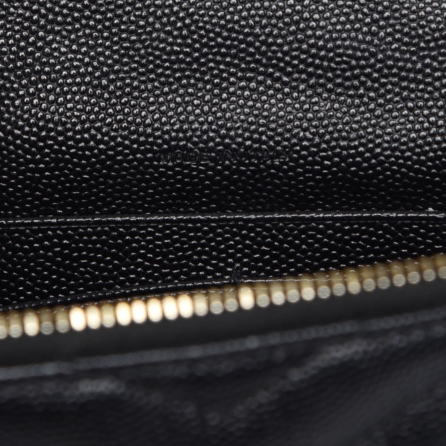 Grain De Poudre Matelasse Chevron Monogram Envelope Chain Wallet Black
