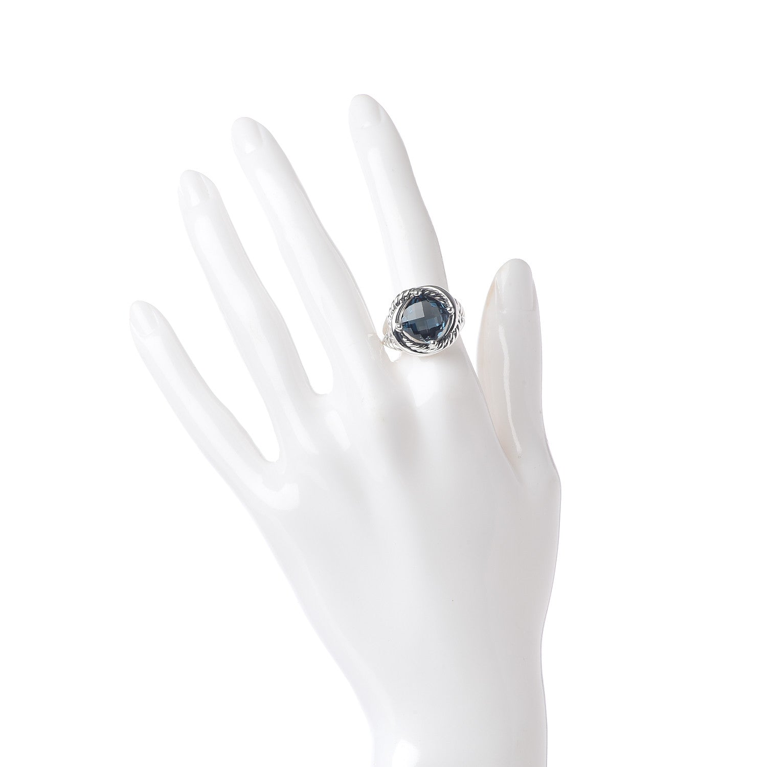 David Yurman Sterling Silver Hampton Blue Topaz 11mm Infinity Ring 54 7 2 of 5